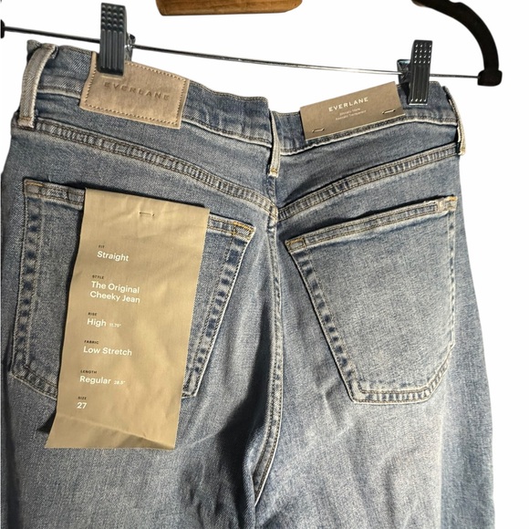 NWT Everlane High Waist Straight Original Cheeky Light Wash Denim Jeans Sz 27 - Picture 8 of 11